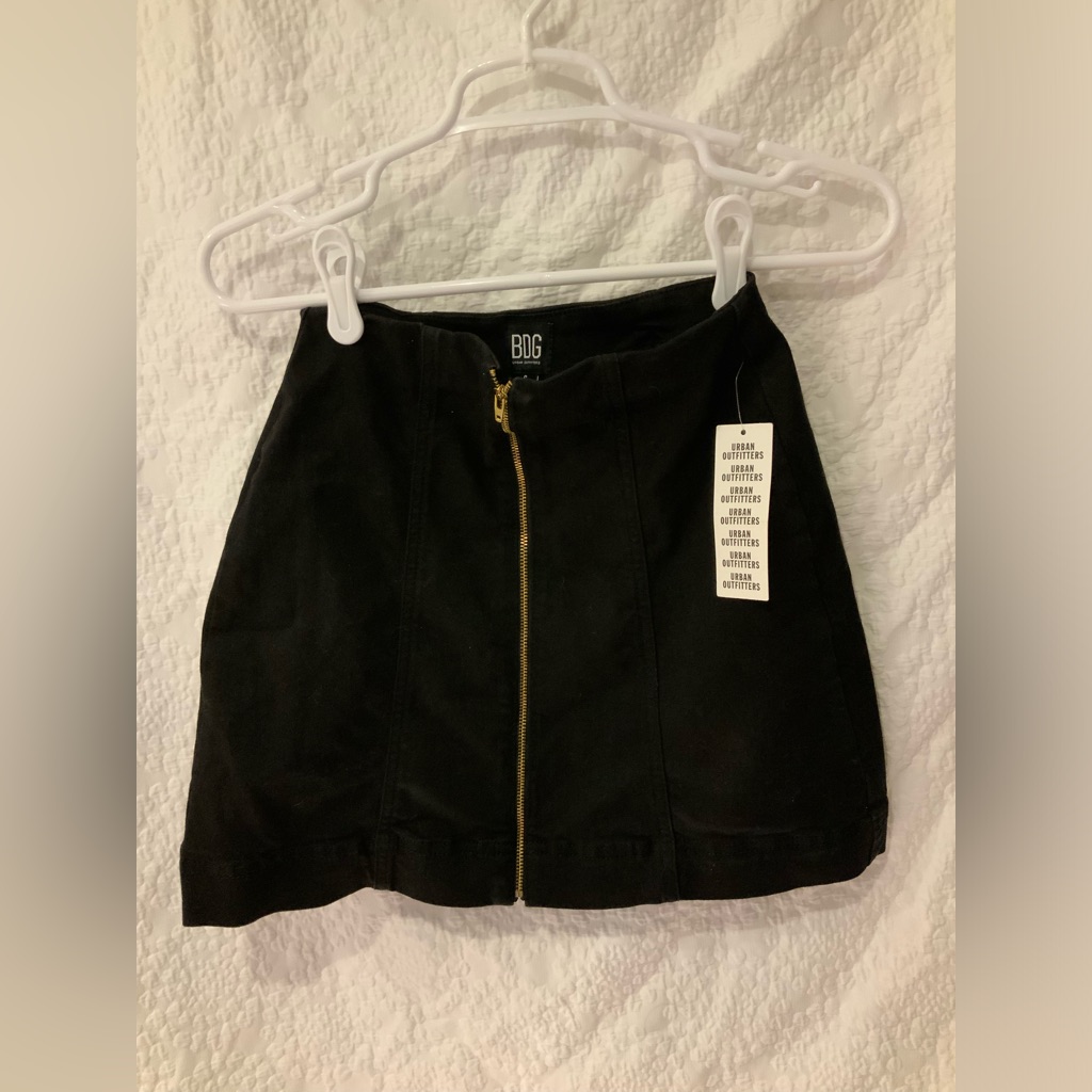 Bdg Urban Outfitter Black Zipper Mini Skirt Brand New With Tags